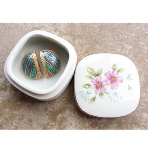 Vintage 1980's Enamel Earring Set Pastel Fashion Jewelry Unmarked